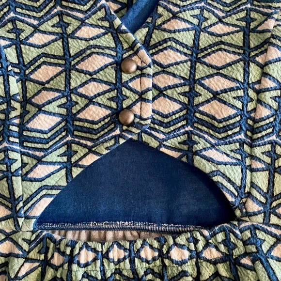 Anthropologie Maeve Blue Green White Geometric V Neck Sleeveless Dress Size 8P - Picture 4 of 10